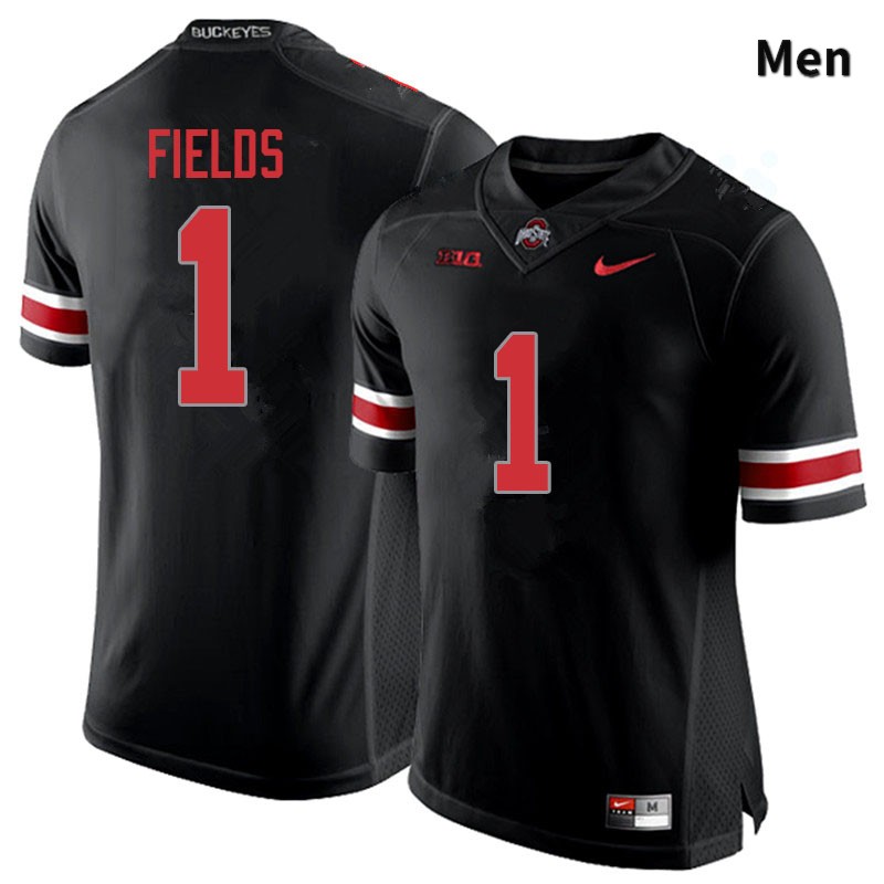 Ohio State Buckeyes Justin Fields Men's #1 Blackout Authentic Stitched College Football Jersey